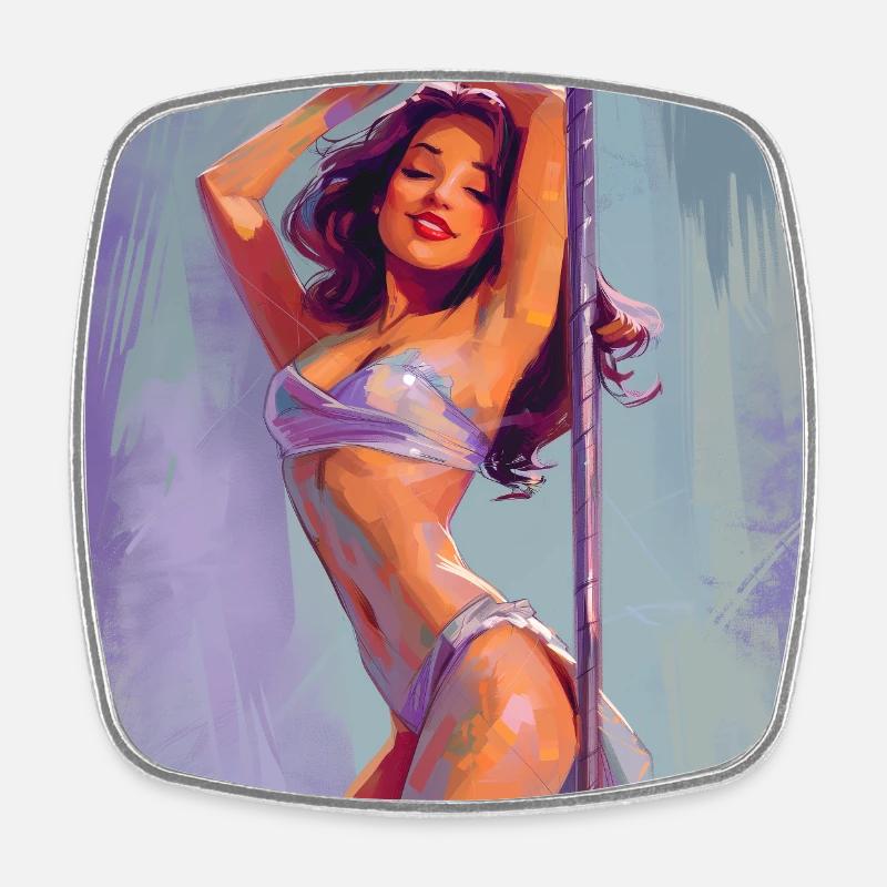 Poledancer feelin' herself - Viereckiger Kühlschrankmagnet - Weiß