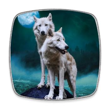 White Wolves / Two White Wolves - Square fridge magnet - white - Front