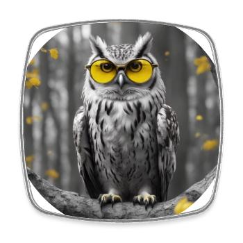 Cool owl sees it all - Square fridge magnet - white - Front