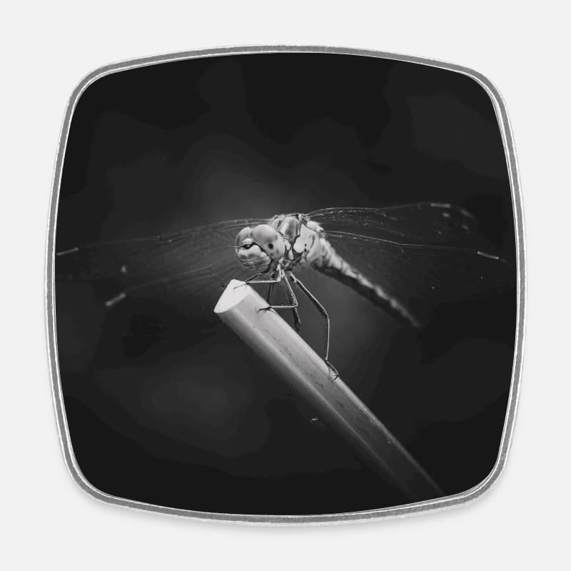 Dragonfly Insect Closeup Poster - Square fridge magnet - white