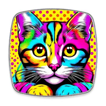 Cat Pop Art - Square fridge magnet - white - Front