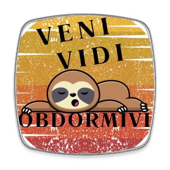 I came, saw and fell asleep. Funny Sloth En - Square fridge magnet - white - Front