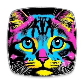 Cat Pop Art - Square fridge magnet - white - Front