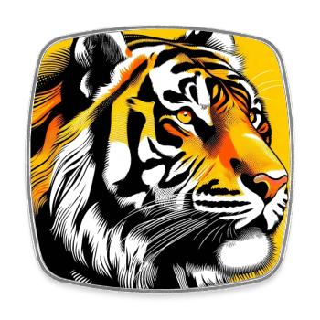 Tiger Pop Art - Viereckiger Kühlschrankmagnet - Weiß - Vorne