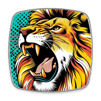 Löwe Pop Art - Viereckiger Kühlschrankmagnet - Weiß - Vorne
