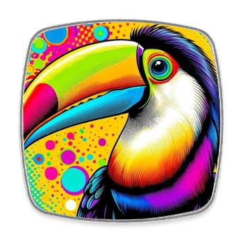 Toucan Pop Art - Square fridge magnet - white - Front