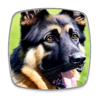 Treu und beschützend: Deutscher Schäferhund - Viereckiger Kühlschrankmagnet - Weiß - Vorne