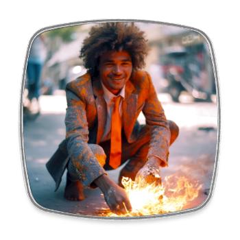 Burning Man 03 - Square fridge magnet - white - Front