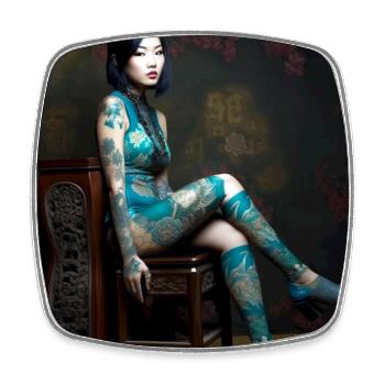 Portrait Woman 05 Tattoo - Square fridge magnet - white - Front