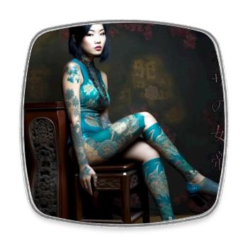 Portrait Woman 05 Tatoo Typo - Square fridge magnet - white - Front