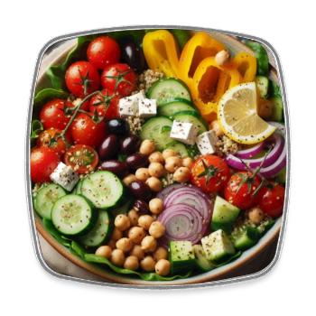 Délicieuse salade méditerranéenne - Magnet carré - blanc - Devant
