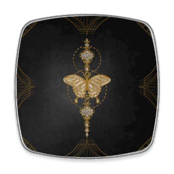 Papillon doré. - Magnet carré - blanc - Devant