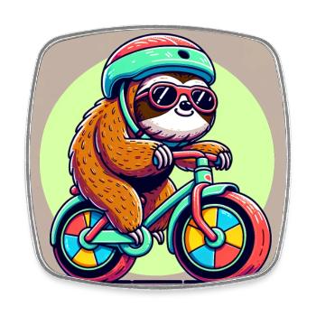 Faultier auf einem Fahrrad Kinder Jungen Mädchen Lustiges Faultier - Viereckiger Kühlschrankmagnet - Weiß - Vorne