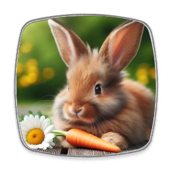 Entzückender Hase - Viereckiger Kühlschrankmagnet - Weiß - Vorne