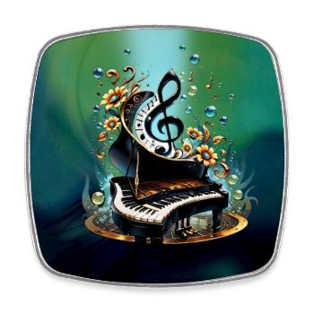Wonderful Curved Fantasy Piano - Square fridge magnet - white - Front
