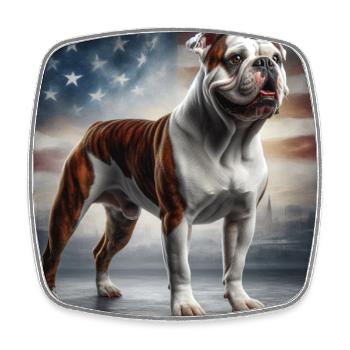 Bouledogue - Magnet carré - blanc - Devant