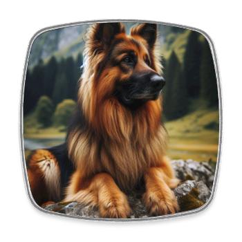 Deutscher Schäferhund Kunst - Viereckiger Kühlschrankmagnet - Weiß - Vorne
