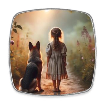 German Shepherd Art - Square fridge magnet - white - Front