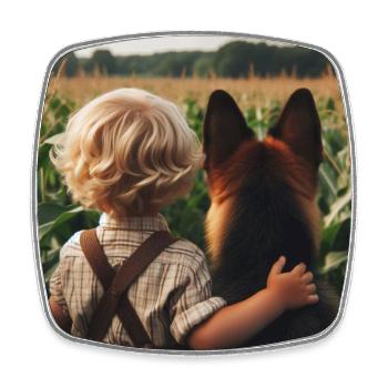 German Shepherd Art - Square fridge magnet - white - Front