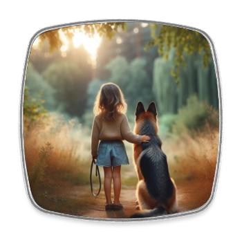 German Shepherd Art - Square fridge magnet - white - Front