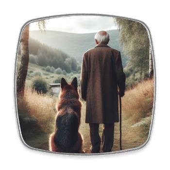 German Shepherd Art - Square fridge magnet - white - Front