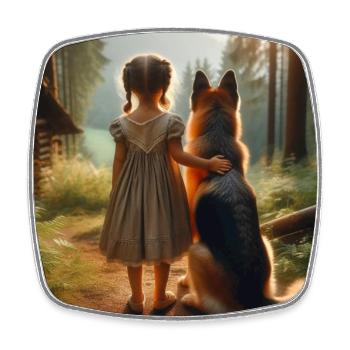 Deutscher Schäferhund Kunst - Viereckiger Kühlschrankmagnet - Weiß - Vorne