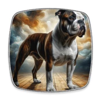 Bouledogue - Magnet carré - blanc - Devant