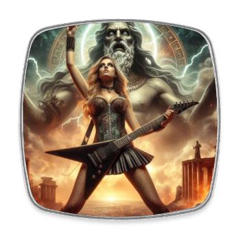The Power of Zeus in Heavy Metal - Square fridge magnet - white - Front