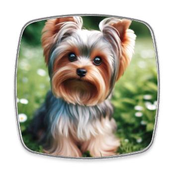 Yorkshire Terrier - Viereckiger Kühlschrankmagnet - Weiß - Vorne