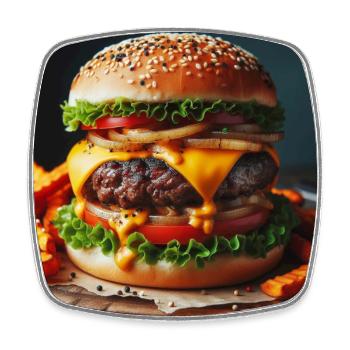 Burger complet - Magnet carré - blanc - Devant