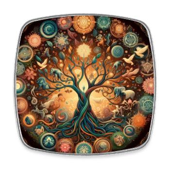 Colorful Tree of Life - Square fridge magnet - white - Front