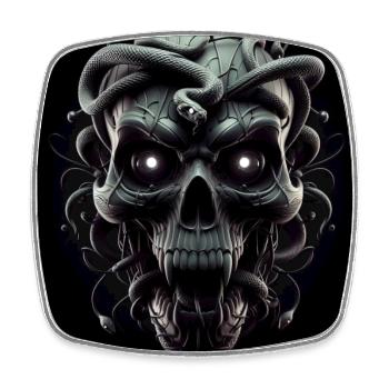 Skull and Snakes 3D - Square fridge magnet - white - Front