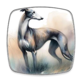 Aquarell Greyhound - Viereckiger Kühlschrankmagnet - Weiß - Vorne