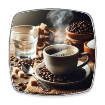 Tasse Kaffee - Viereckiger Kühlschrankmagnet - Weiß - Vorne