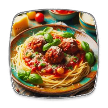 Spaghetti with meat - Square fridge magnet - white - Front