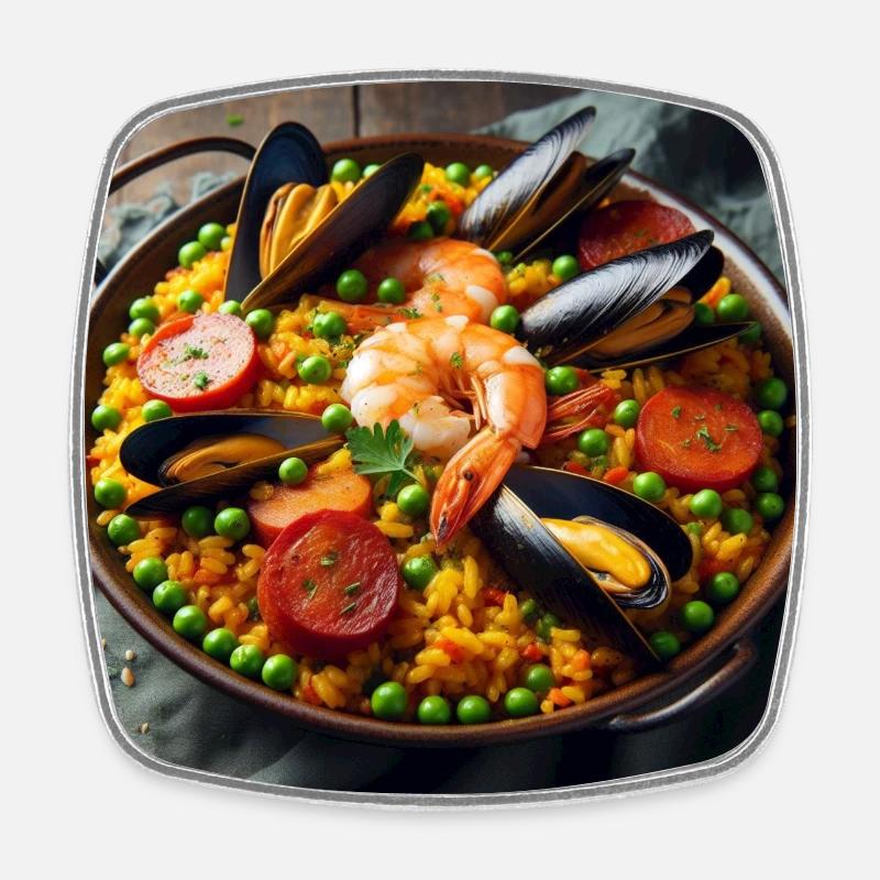 Paella - Magnet carré - blanc