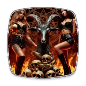 Bier-Metalheads in der Unterwelt - Viereckiger Kühlschrankmagnet - Weiß - Vorne