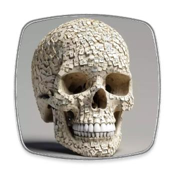 Skull Number 63 - Square fridge magnet - white - Front