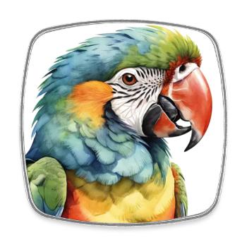 Watercolor macaw - Square fridge magnet - white - Front