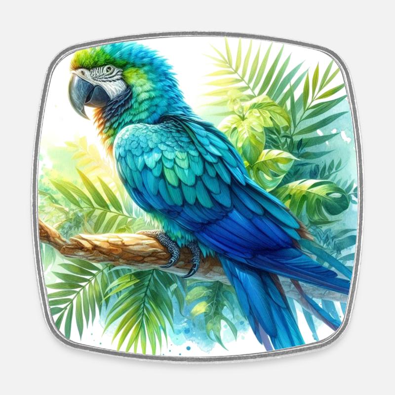 Aquarell Blauer Ara - Viereckiger Kühlschrankmagnet - Weiß