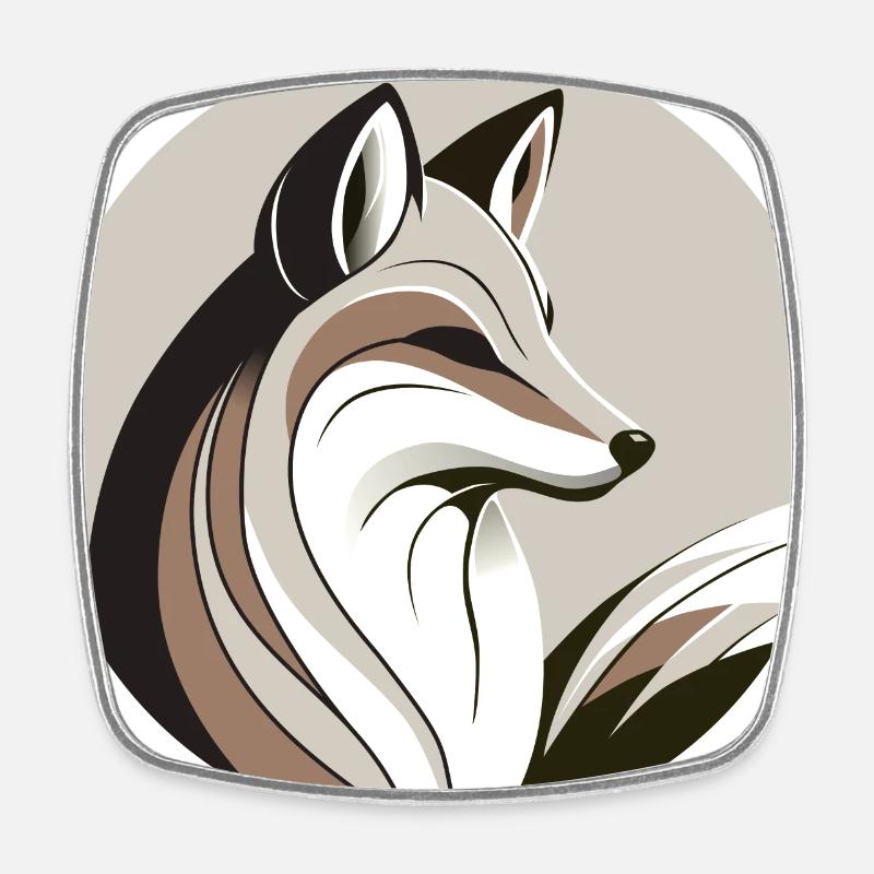 Fox in a circle - Square fridge magnet - white