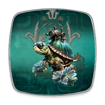 Unique steampunk turtle. - Square fridge magnet - white - Front