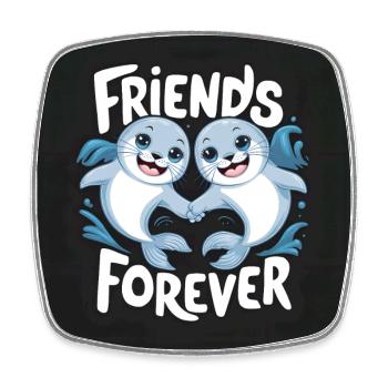 Two funny seal friends forever - Square fridge magnet - white - Front