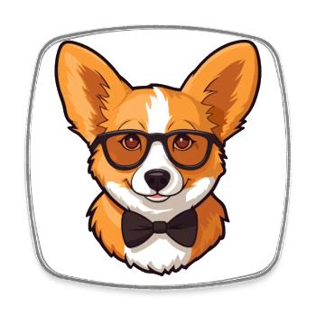 Pembroke Welsh Corgi Hund Rasse Aquarell Karikatur - Viereckiger Kühlschrankmagnet - Weiß - Vorne