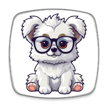 Miniature Schnazuer Dog Breed Watercolor Cartoon K - Square fridge magnet - white - Front