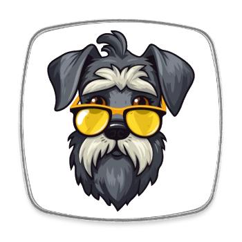 Miniatur Schnauzer Hunderasse Aquarell Cartoon K - Viereckiger Kühlschrankmagnet - Weiß - Vorne