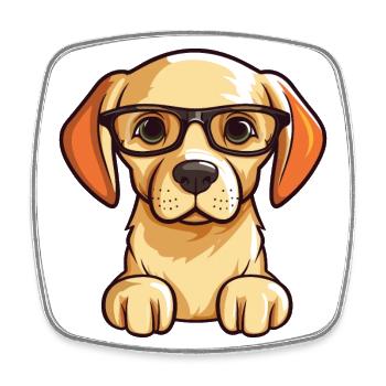 Labrador Retriever Dog Breed Watercolor Cartoon Ka - Square fridge magnet - white - Front
