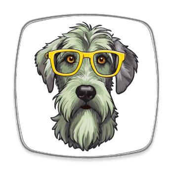 Irischer Wolfshund Hunderasse Aquarell Karikatur Kawai - Viereckiger Kühlschrankmagnet - Weiß - Vorne