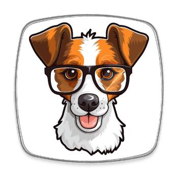 Jack Russell Terrier Race Chien Aquarelle Dessin Animé - Magnet carré - blanc - Devant