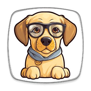 Labrador Retriever Dog Breed Watercolor Cartoon Ka - Square fridge magnet - white - Front